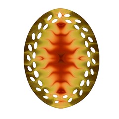 Red Gold Tie Dye Ornament (oval Filigree) by SpinnyChairDesigns