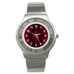 Black Red Tie Dye Pattern Stainless Steel Watch Front