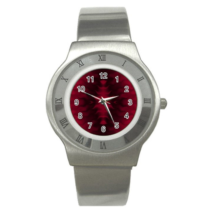 Black Red Tie Dye Pattern Stainless Steel Watch