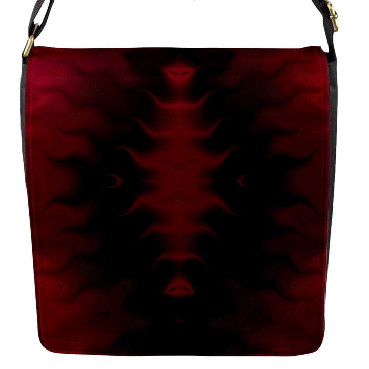 Black Red Tie Dye Pattern Flap Closure Messenger Bag (S)