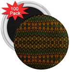 Boho Rustic Green 3  Magnets (100 pack) Front