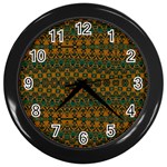 Boho Rustic Green Wall Clock (Black) Front