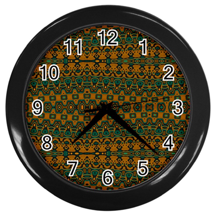 Boho Rustic Green Wall Clock (Black)