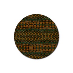 Boho Rustic Green Rubber Coaster (round)  by SpinnyChairDesigns