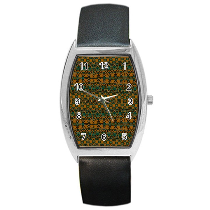 Boho Rustic Green Barrel Style Metal Watch