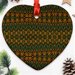 Boho Rustic Green Heart Ornament (Two Sides) Front