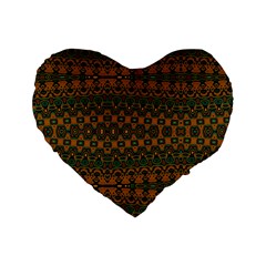 Boho Rustic Green Standard 16  Premium Heart Shape Cushions by SpinnyChairDesigns