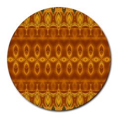 Boho Honey Gold Round Mousepads by SpinnyChairDesigns