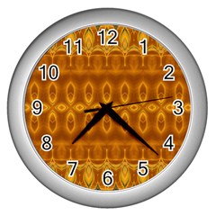 Boho Honey Gold Wall Clock (silver) by SpinnyChairDesigns