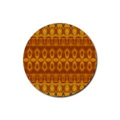 Boho Honey Gold Rubber Coaster (round)  by SpinnyChairDesigns