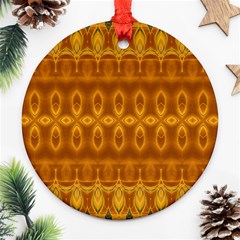 Boho Honey Gold Round Ornament (two Sides) by SpinnyChairDesigns