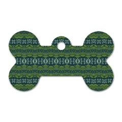 Boho Forest Green  Dog Tag Bone (two Sides) by SpinnyChairDesigns