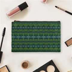 Boho Forest Green  Cosmetic Bag (medium) by SpinnyChairDesigns