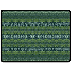 Boho Forest Green  Fleece Blanket (large)  by SpinnyChairDesigns