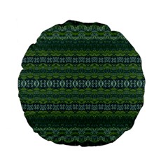 Boho Forest Green  Standard 15  Premium Flano Round Cushions by SpinnyChairDesigns