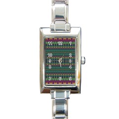 Boho Summer Green Rectangle Italian Charm Watch by SpinnyChairDesigns