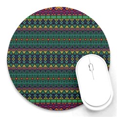 Boho Summer Green Round Mousepads by SpinnyChairDesigns