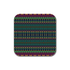 Boho Summer Green Rubber Square Coaster (4 Pack)  by SpinnyChairDesigns