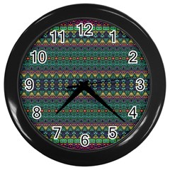 Boho Summer Green Wall Clock (black) by SpinnyChairDesigns