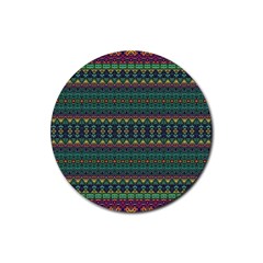 Boho Summer Green Rubber Coaster (round)  by SpinnyChairDesigns