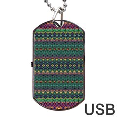 Boho Summer Green Dog Tag Usb Flash (one Side) by SpinnyChairDesigns