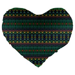 Boho Summer Green Large 19  Premium Heart Shape Cushions by SpinnyChairDesigns