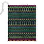 Boho Summer Green Drawstring Pouch (5XL) Back