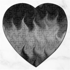 Abstract Black Grey Jigsaw Puzzle (heart) by SpinnyChairDesigns