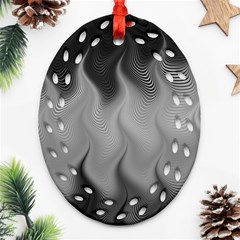 Abstract Black Grey Ornament (oval Filigree) by SpinnyChairDesigns