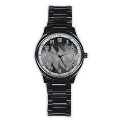 Abstract Black Grey Stainless Steel Round Watch by SpinnyChairDesigns