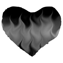 Abstract Black Grey Large 19  Premium Flano Heart Shape Cushions by SpinnyChairDesigns