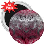 Black Pink Spirals and Swirls 3  Magnets (10 pack)  Front