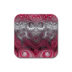 Black Pink Spirals and Swirls Rubber Square Coaster (4 pack)  Front