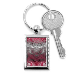 Black Pink Spirals And Swirls Key Chain (rectangle) by SpinnyChairDesigns