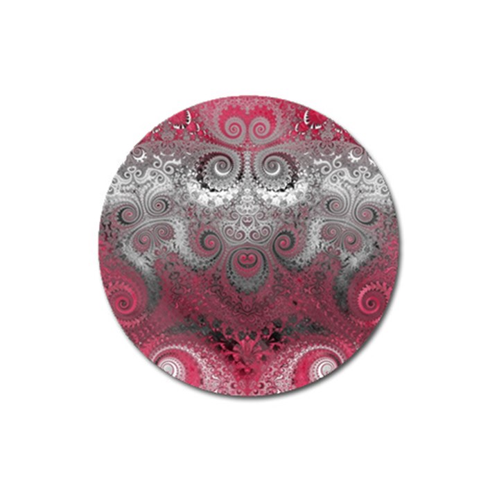 Black Pink Spirals and Swirls Magnet 3  (Round)