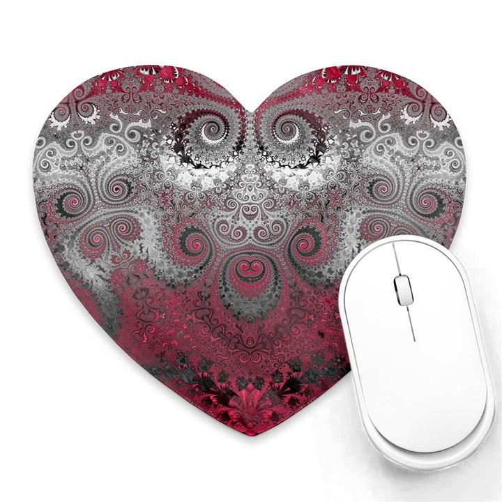 Black Pink Spirals and Swirls Heart Mousepads