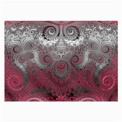 Black Pink Spirals And Swirls Large Glasses Cloth (2 Sides) by SpinnyChairDesigns