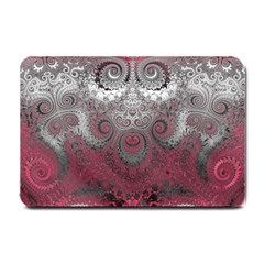 Black Pink Spirals And Swirls Small Doormat  by SpinnyChairDesigns