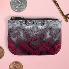 Black Pink Spirals And Swirls Mini Coin Purse by SpinnyChairDesigns