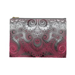 Black Pink Spirals And Swirls Cosmetic Bag (large) by SpinnyChairDesigns