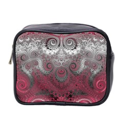 Black Pink Spirals And Swirls Mini Toiletries Bag (two Sides) by SpinnyChairDesigns