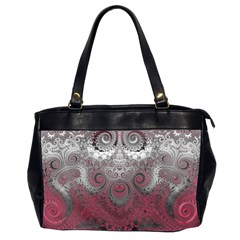 Black Pink Spirals And Swirls Oversize Office Handbag (2 Sides) by SpinnyChairDesigns