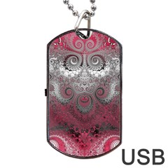 Black Pink Spirals And Swirls Dog Tag Usb Flash (one Side) by SpinnyChairDesigns