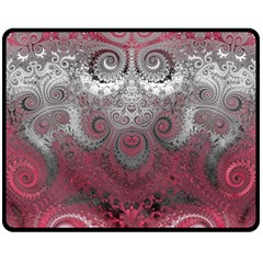 Black Pink Spirals And Swirls Double Sided Fleece Blanket (medium)  by SpinnyChairDesigns