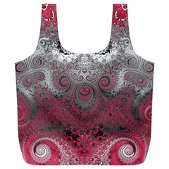 Black Pink Spirals And Swirls Full Print Recycle Bag (xl) by SpinnyChairDesigns