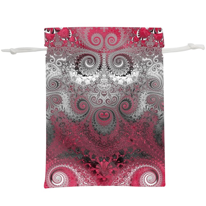 Black Pink Spirals and Swirls  Lightweight Drawstring Pouch (XL)