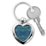 Teal Spirals and Swirls Key Chain (Heart) Front