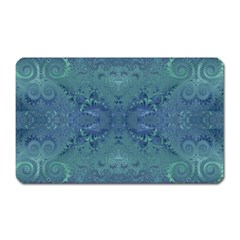 Teal Spirals And Swirls Magnet (rectangular) by SpinnyChairDesigns