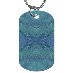 Teal Spirals And Swirls Dog Tag (two Sides) by SpinnyChairDesigns