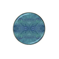 Teal Spirals And Swirls Hat Clip Ball Marker by SpinnyChairDesigns